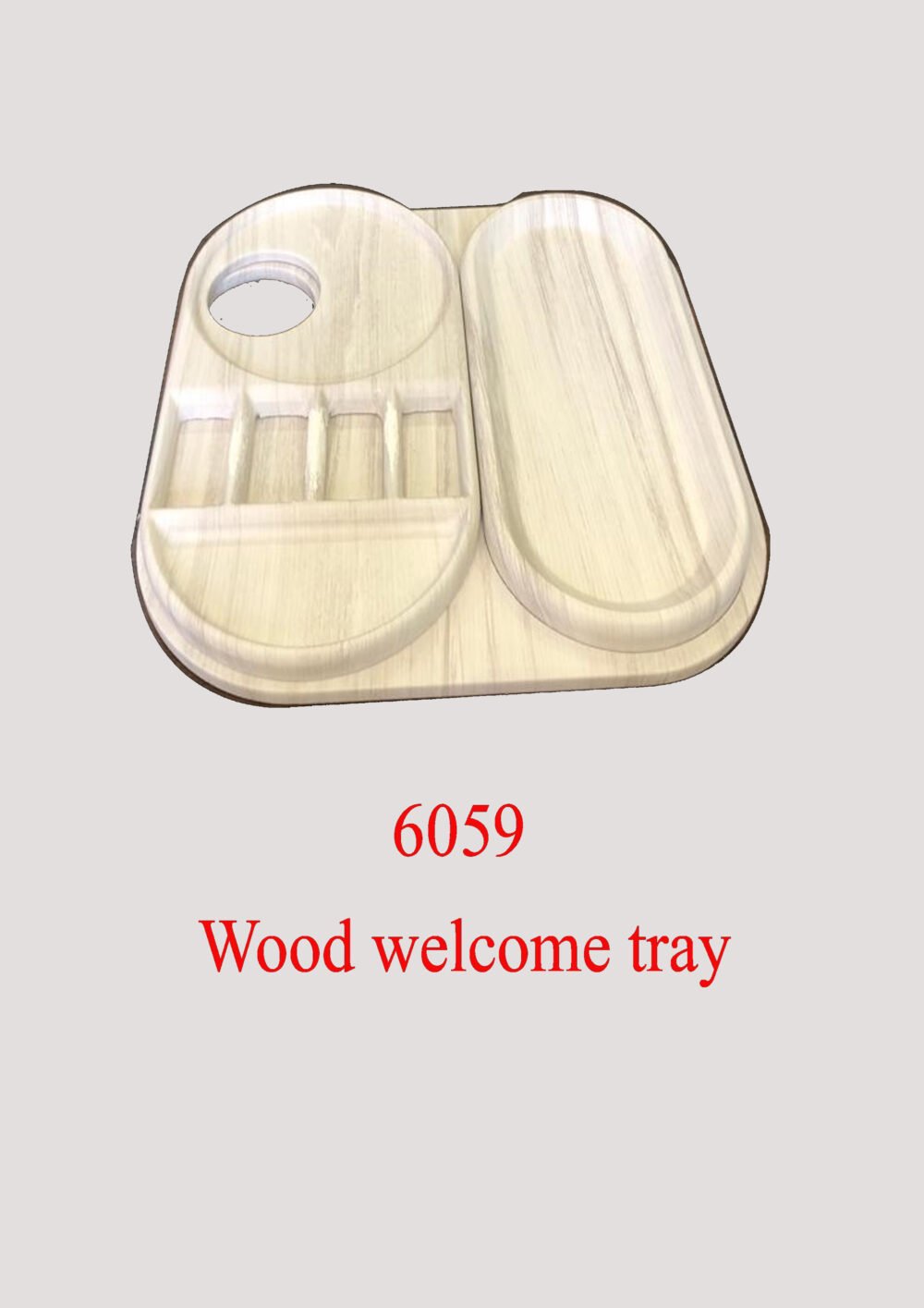 6059 Wood welcome tray